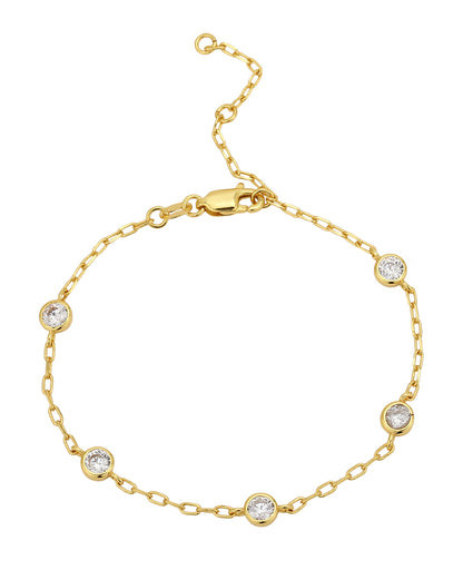 Gold Plated CZ Link Bracelet
