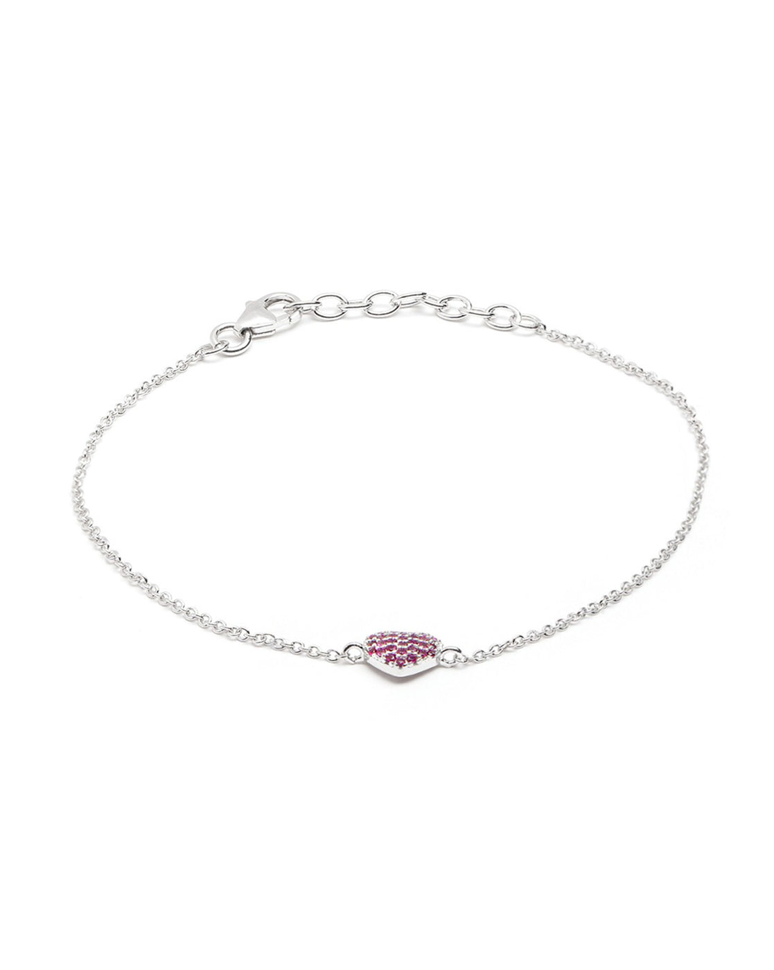 Rhodium Plated Red Ruby Heart Wraparound Bracelet