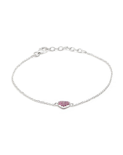 Rhodium Plated Red Ruby Heart Wraparound Bracelet