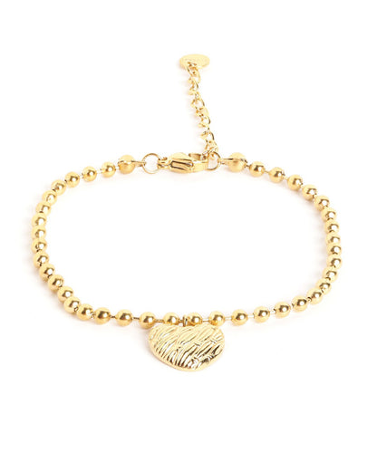 18kt Gold Plated Heart Charm Adjustable Bracelet