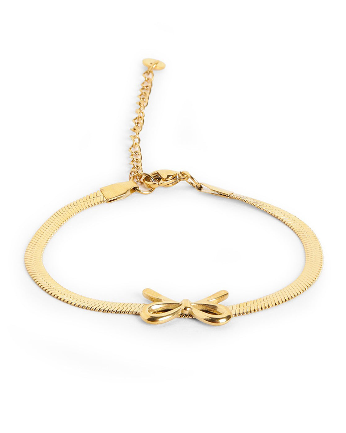 18kt Gold Plated Bow Charm Adjustable Snake chain Bracelet