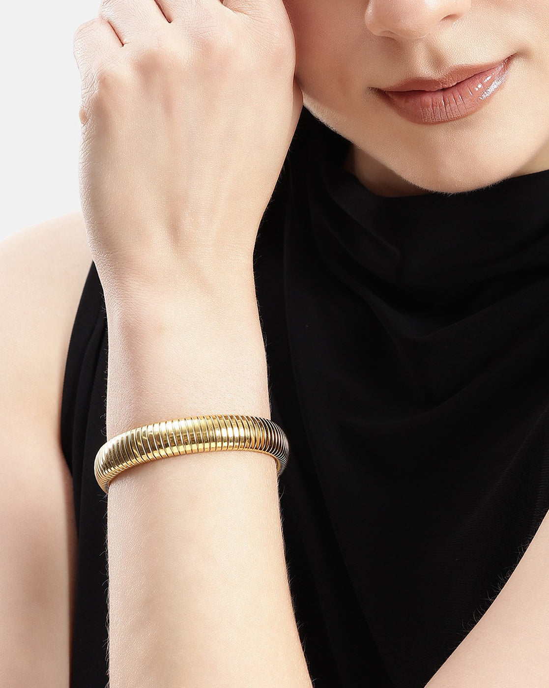 18kt Gold Plated Snake Texture Supple Bracelet