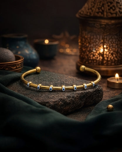 18kt Gold Plated Evil Eye Cuff Link Bracelet