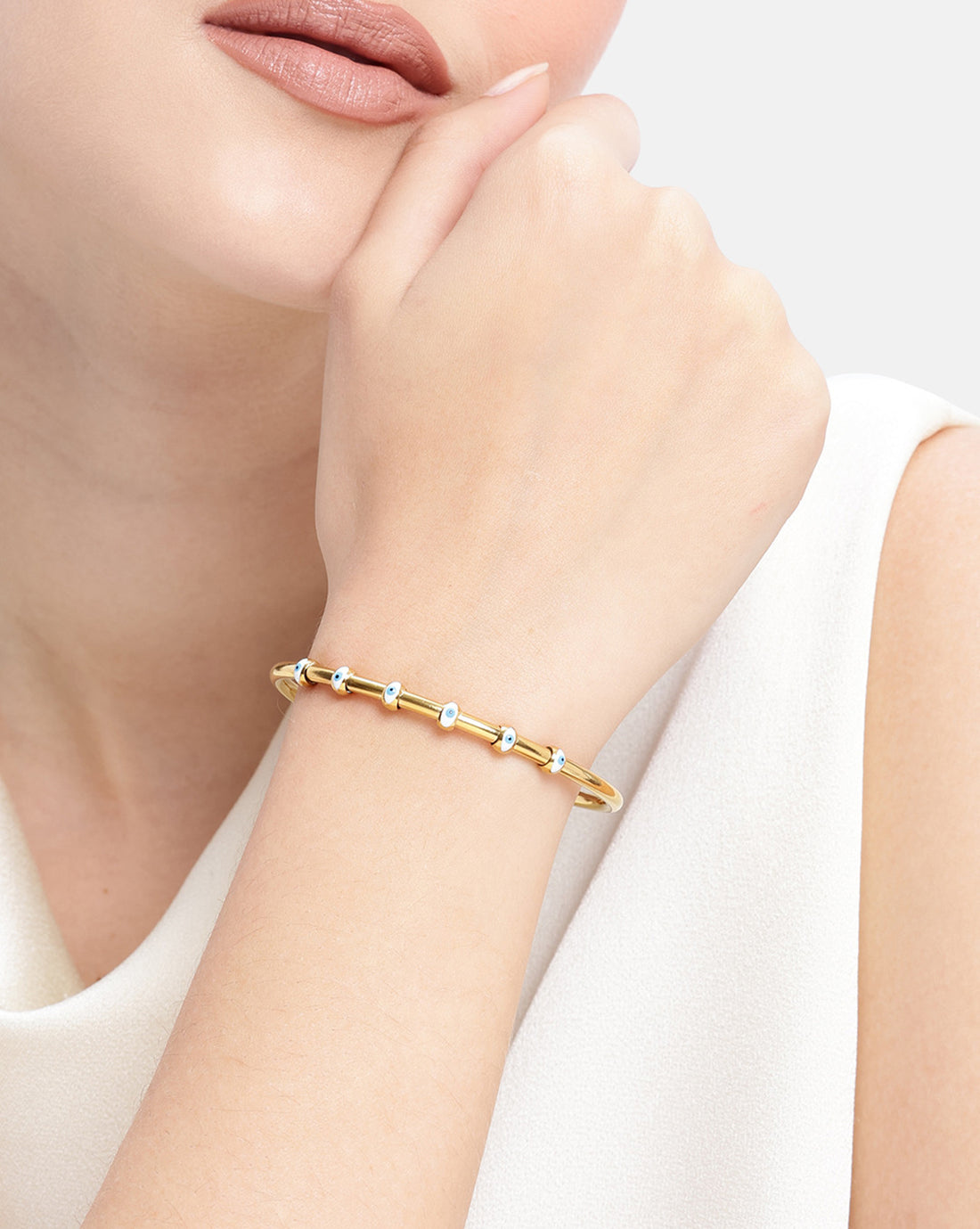 18kt Gold Plated Evil Eye Cuff Link Bracelet