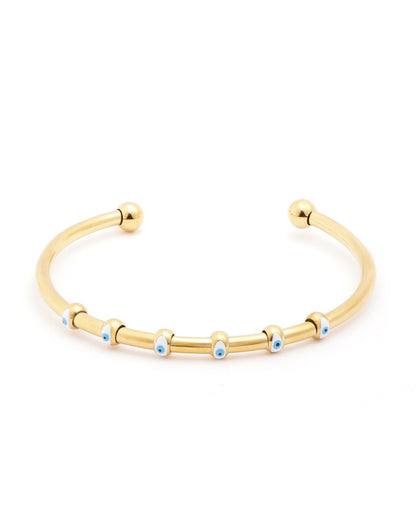 18kt Gold Plated Evil Eye Cuff Link Bracelet