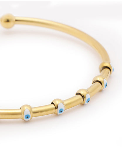 18kt Gold Plated Evil Eye Cuff Link Bracelet