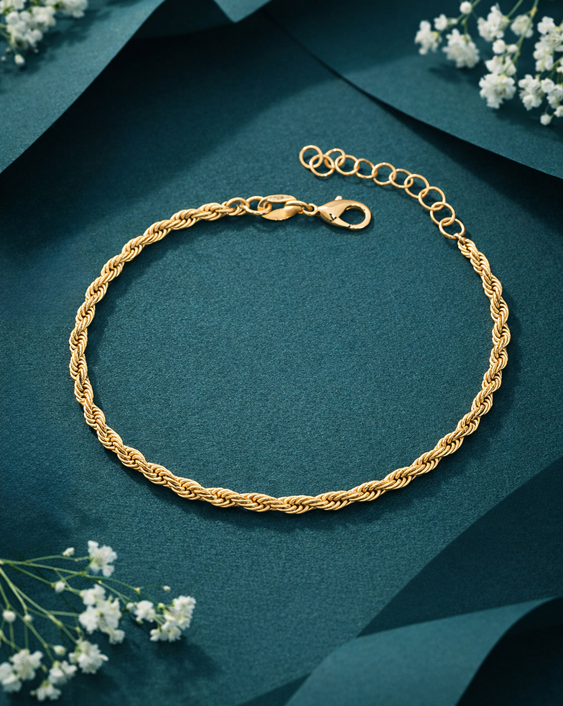 18kt Gold Plated Braided Link Wraparound Bracelet