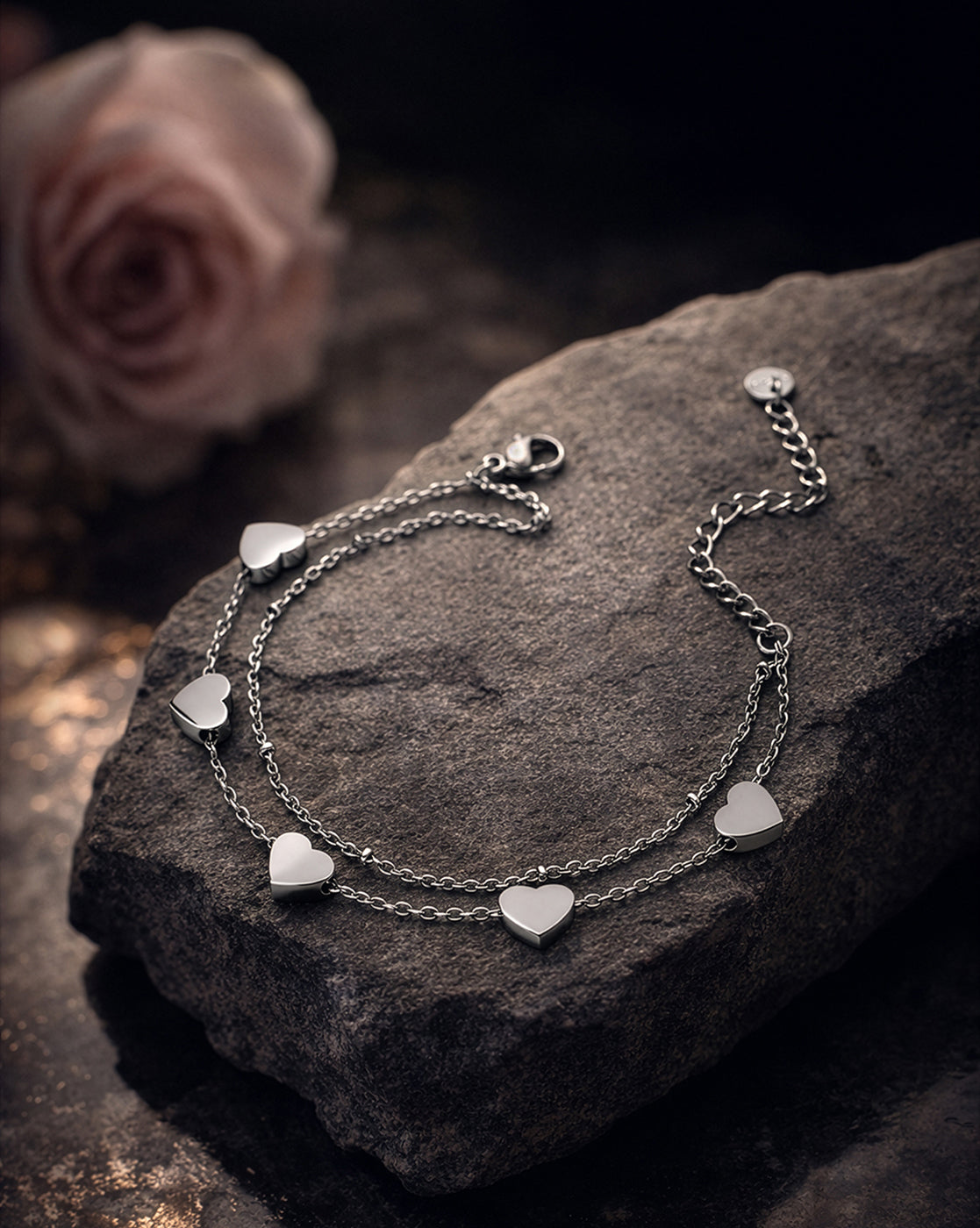 Silver Plated and Heart Multistrand Bracelet