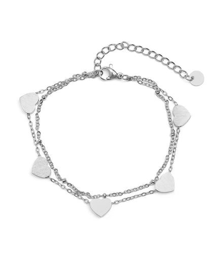 Silver Plated and Heart Multistrand Bracelet