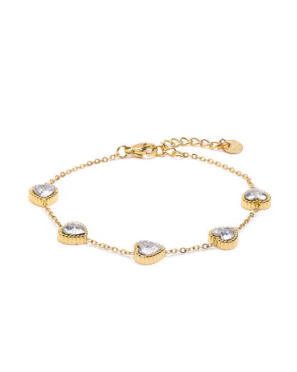18kt Gold Plated CZ Heart Wraparound Bracelet