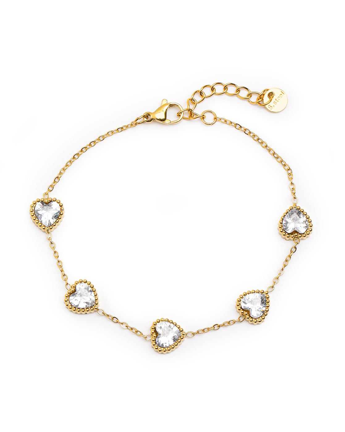 18kt Gold Plated CZ Heart Wraparound Bracelet