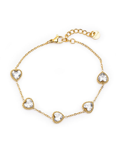 18kt Gold Plated CZ Heart Wraparound Bracelet