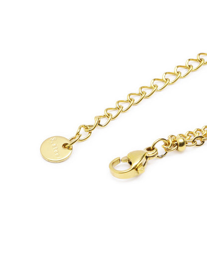 18kt Gold Plated CZ Dangling Shell Heart Double Chain Bracelet