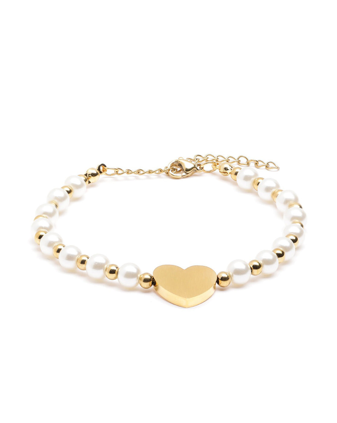 18kt Gold Plated Pearl and Heart Wraparound Bracelet
