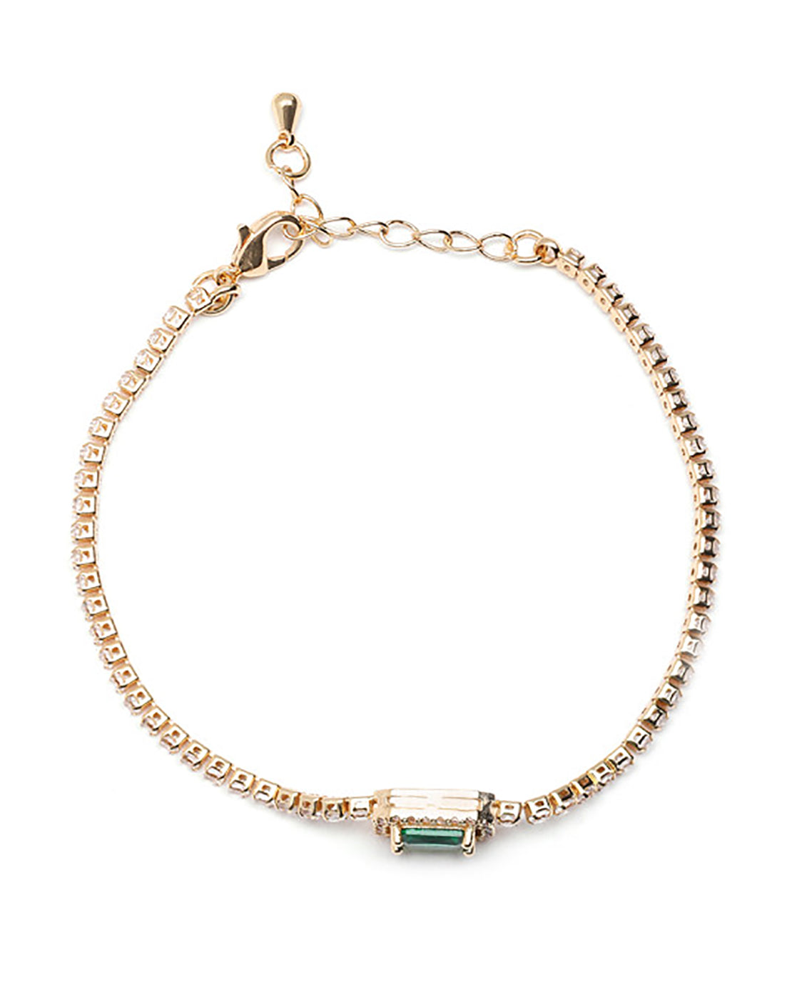 Gold Plated Green CZ Charm Bracelet