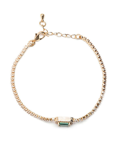 Gold Plated Green CZ Charm Bracelet