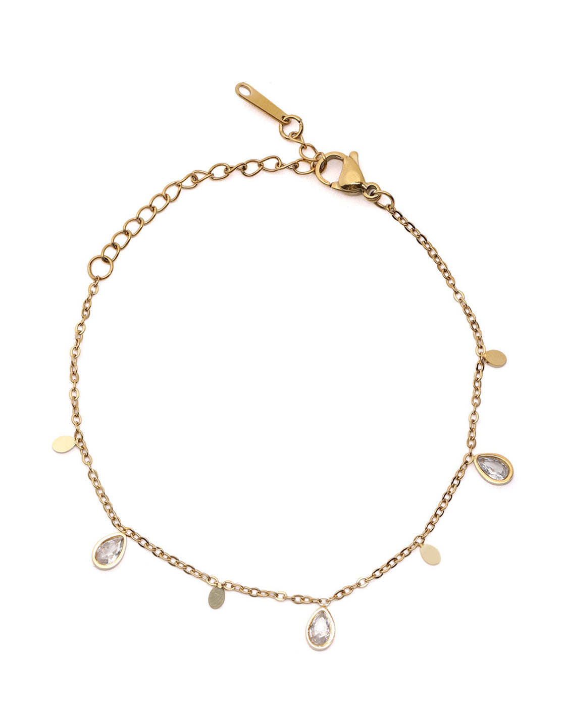 Gold Plated CZ Teardrop Charm Bracelet