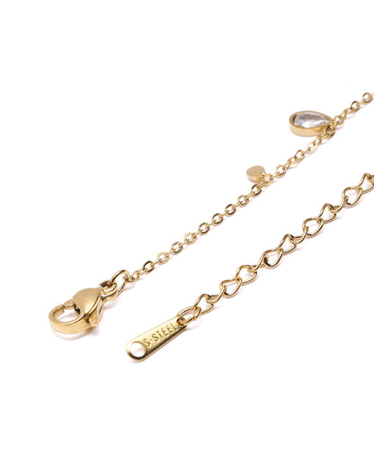 Gold Plated CZ Teardrop Charm Bracelet
