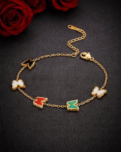 Gold Plated Shell Buterfly Charm Bracelet