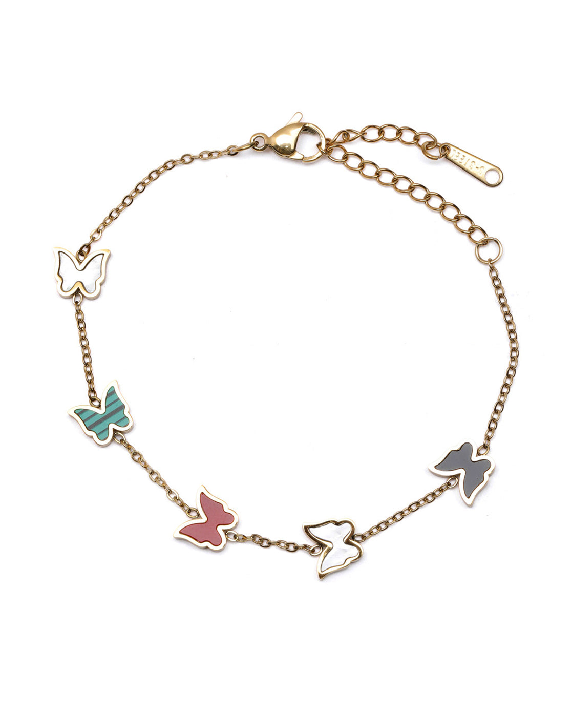 Gold Plated Shell Buterfly Charm Bracelet