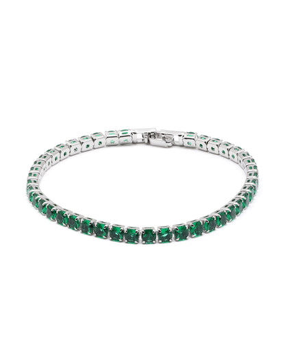Silver Plated Green CZ Tennis Wraparound Bracelet