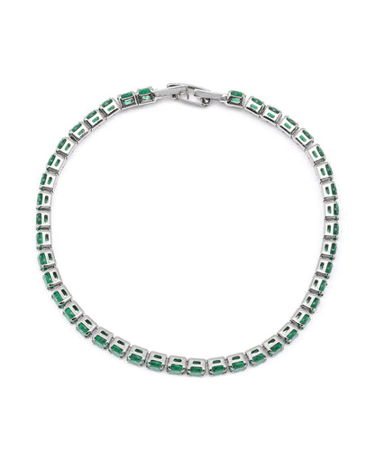 Silver Plated Green CZ Tennis Wraparound Bracelet
