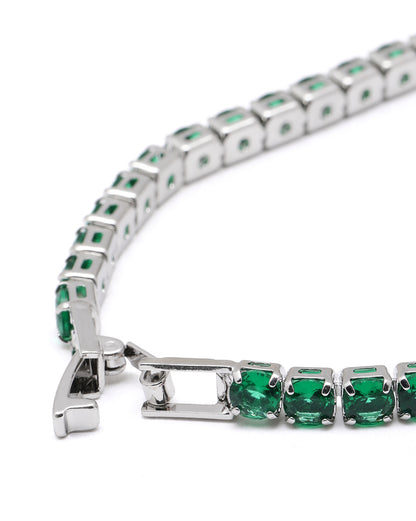 Silver Plated Green CZ Tennis Wraparound Bracelet