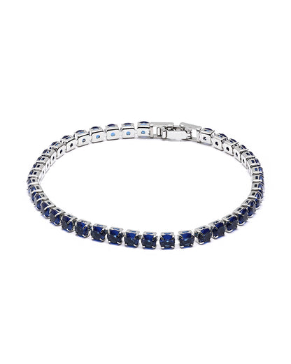 Silver Plated Blue CZ Tennis Wraparound Bracelet