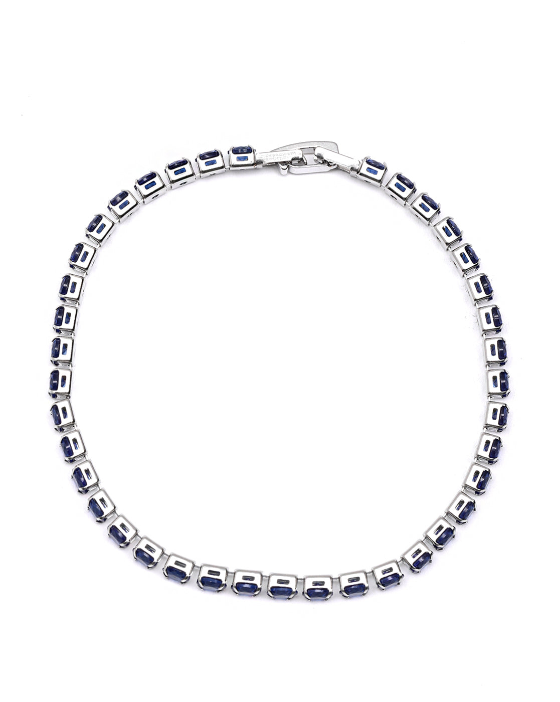 Silver Plated Blue CZ Tennis Wraparound Bracelet