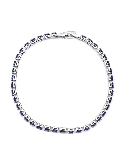 Silver Plated Blue CZ Tennis Wraparound Bracelet