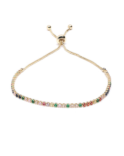 Gold Plated CZ Color Accent Adjustable Bracelet