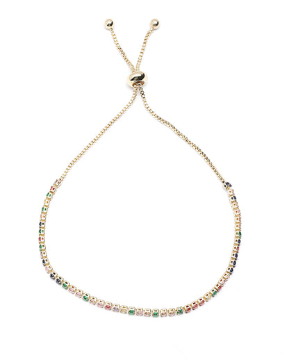Gold Plated CZ Color Accent Adjustable Bracelet