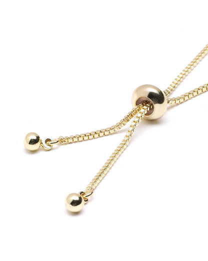 Gold Plated CZ Color Accent Adjustable Bracelet