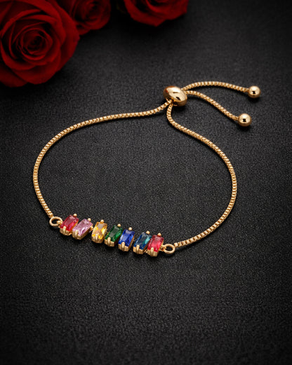 Gold Plated CZ Color Pop Crystal Adjustable Bracelet