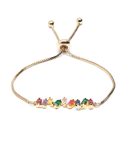 Gold Plated CZ Color Pop Crystal Adjustable Bracelet