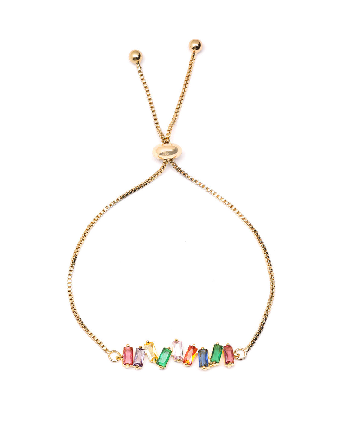 Gold Plated CZ Color Pop Crystal Adjustable Bracelet