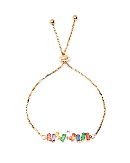 Gold Plated CZ Color Pop Crystal Adjustable Bracelet