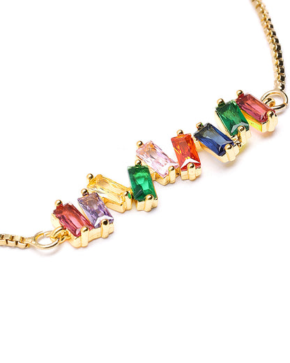 Gold Plated CZ Color Pop Crystal Adjustable Bracelet