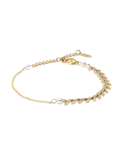 Gold Plated Pearl Wraparound Bracelet