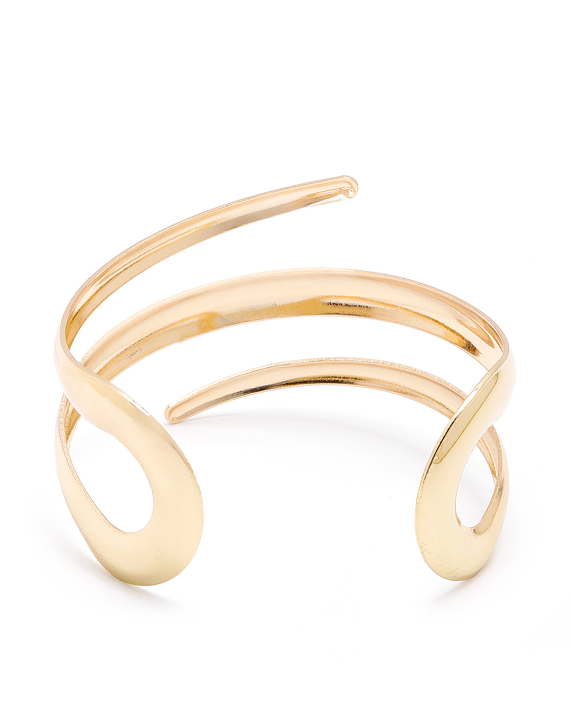 Gold-Plated Sculpted Open Cuff Bracelet and Ring Set