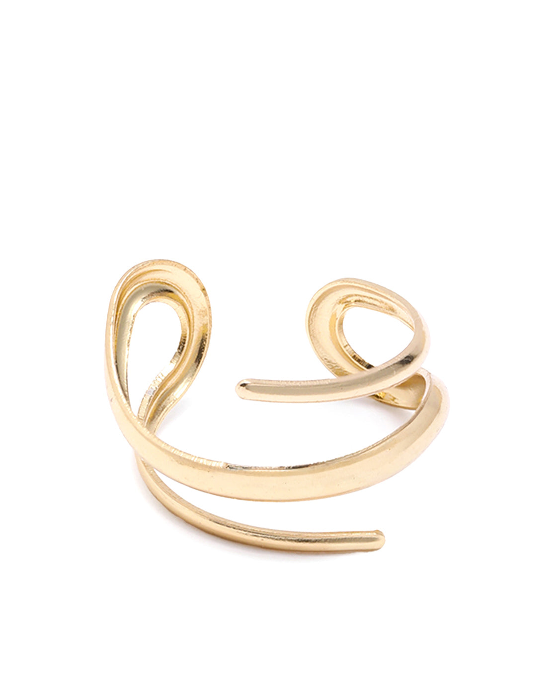 Gold-Plated Sculpted Open Cuff Bracelet and Ring Set