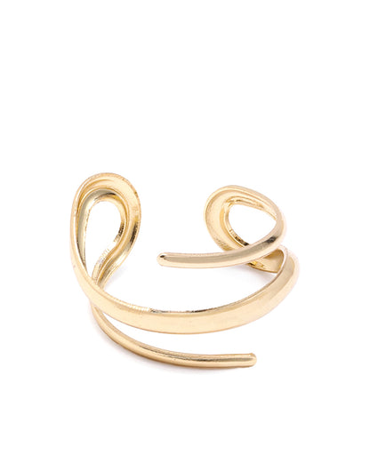 Gold-Plated Sculpted Open Cuff Bracelet and Ring Set