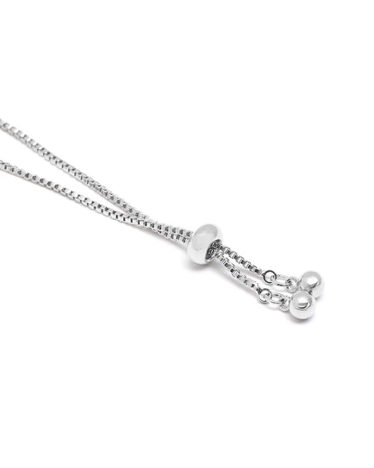 Silver Plated CZ Adjustable Charm Bracelet