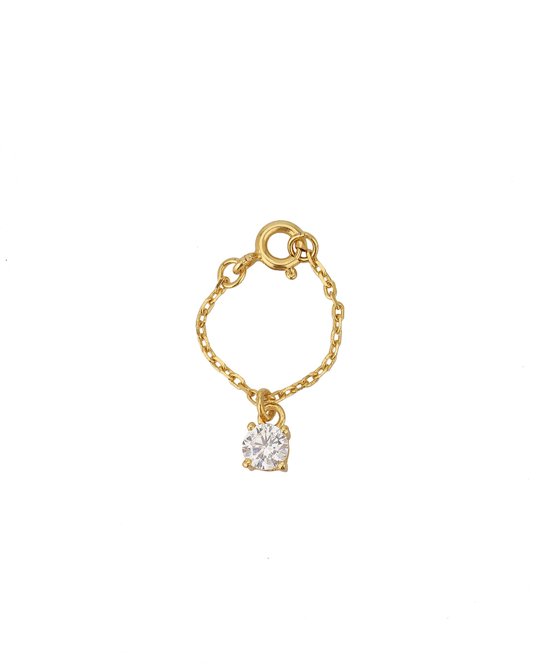 Carlton London Gold Plated Watch Charm With Dangling Round Solitaire Cz Studdedâ Stone For Women