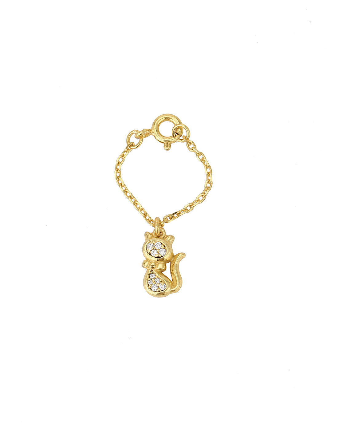 Carlton London Gold Plated Cz Studded Cat Shape Watch Charm For Women