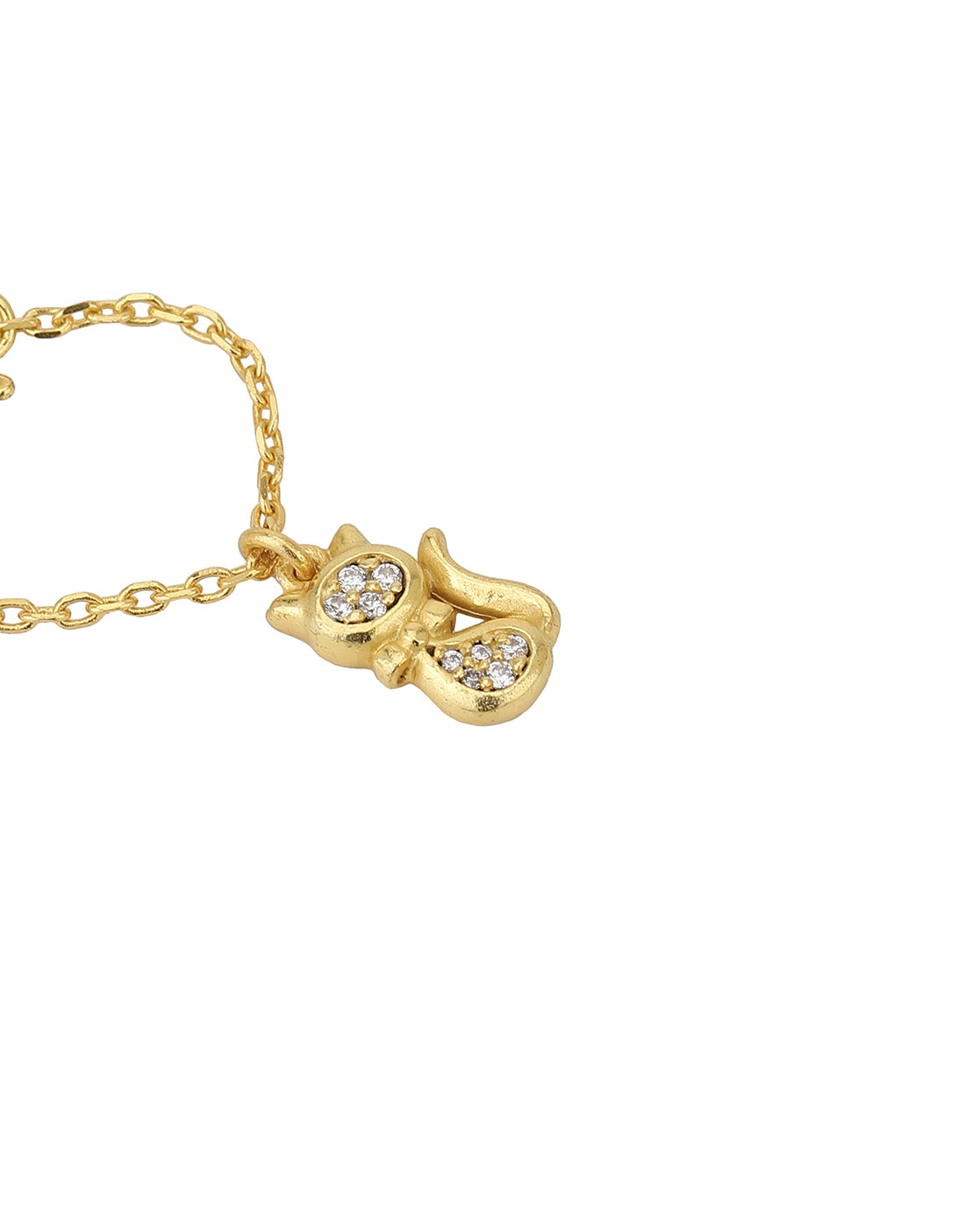 Carlton London Gold Plated Cz Studded Cat Shape Watch Charm For Women