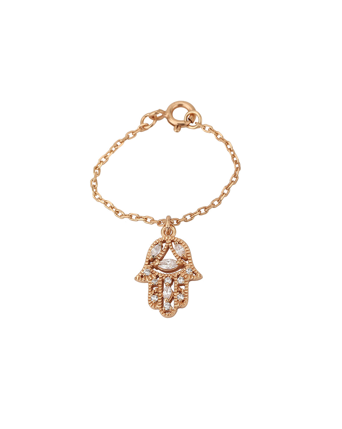 Carlton London Rose-Gold Plated Cz Studded Hamsa Shape Watch Charm For Women