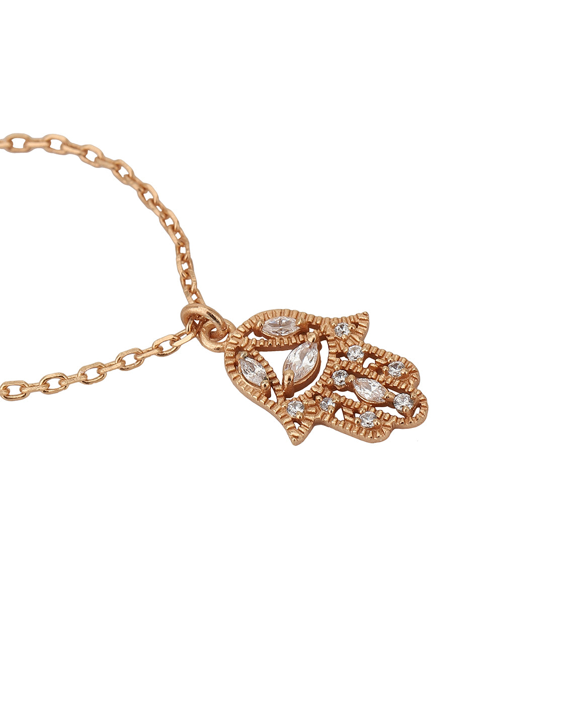 Carlton London Rose-Gold Plated Cz Studded Hamsa Shape Watch Charm For Women