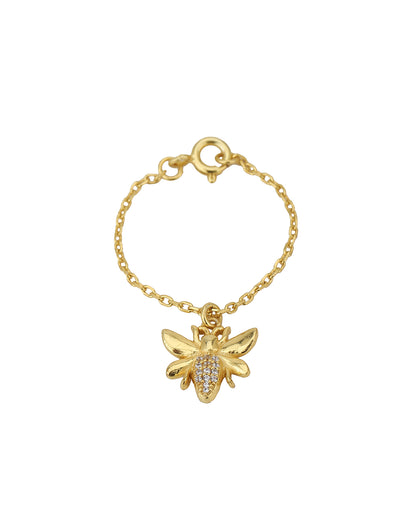 Carlton London Gold Plated Cz Studded Bee Shape Watch Charm For Women