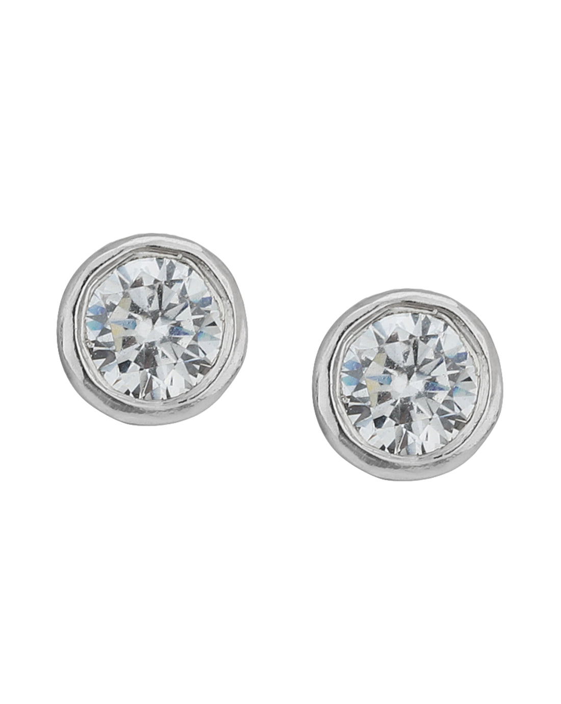 Carlton London Rhodium Plated Cz Circular Stud Earring For Women
